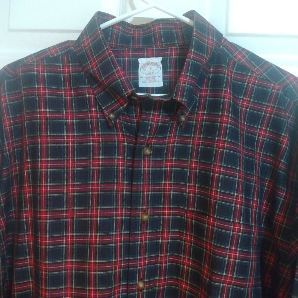 Brooks Brothers Men's Black Stewart Tartan Plaid Button Down Shirt